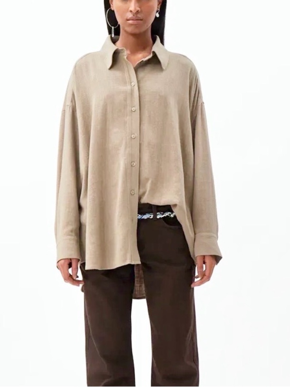 WEEKDAY Jan Linen Mix oversized shirt XS